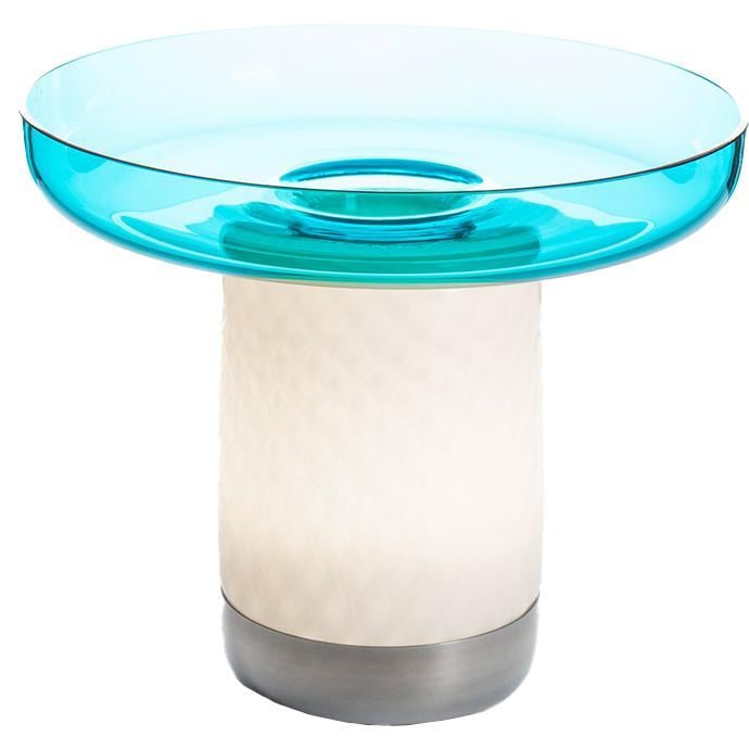 Artemide Bontà tafellamp met schaal LED oplaadbaar turquoise 1 Artemide Bontà tafellamp met schaal LED oplaadbaar turquoise