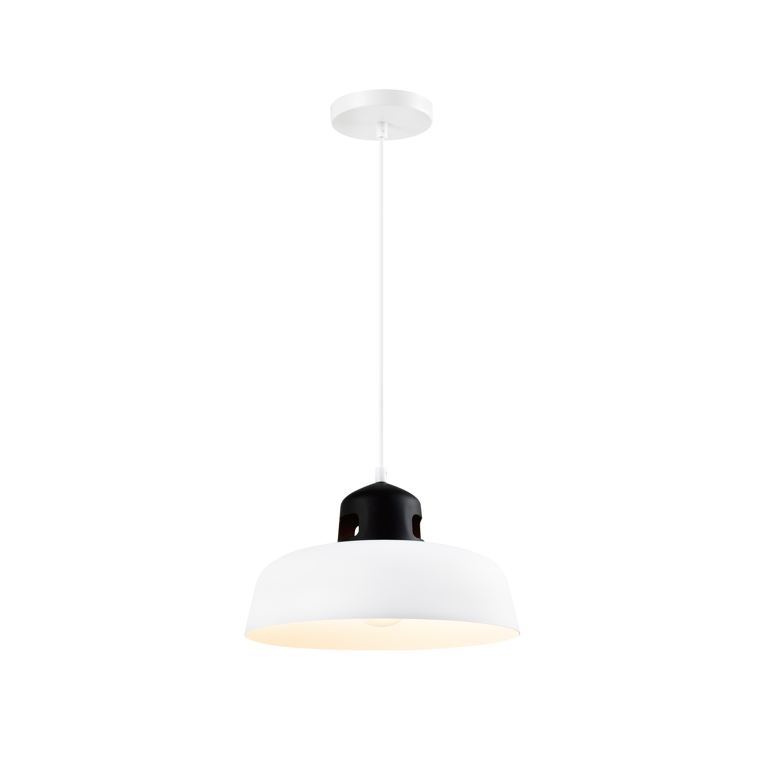 QUVIO Hanglamp industrieel - Simplistisch design - D 30 cm - Wit en zwart 1 QUVIO Hanglamp industrieel - Simplistisch design - D 30 cm - Wit en zwart