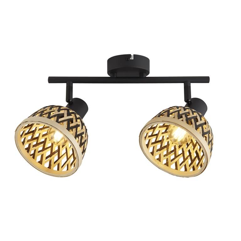 Searchlight Lance Spot Plafondlamp 2-lichts -Bamboe 1 Searchlight Lance Spot Plafondlamp 2-lichts -Bamboe