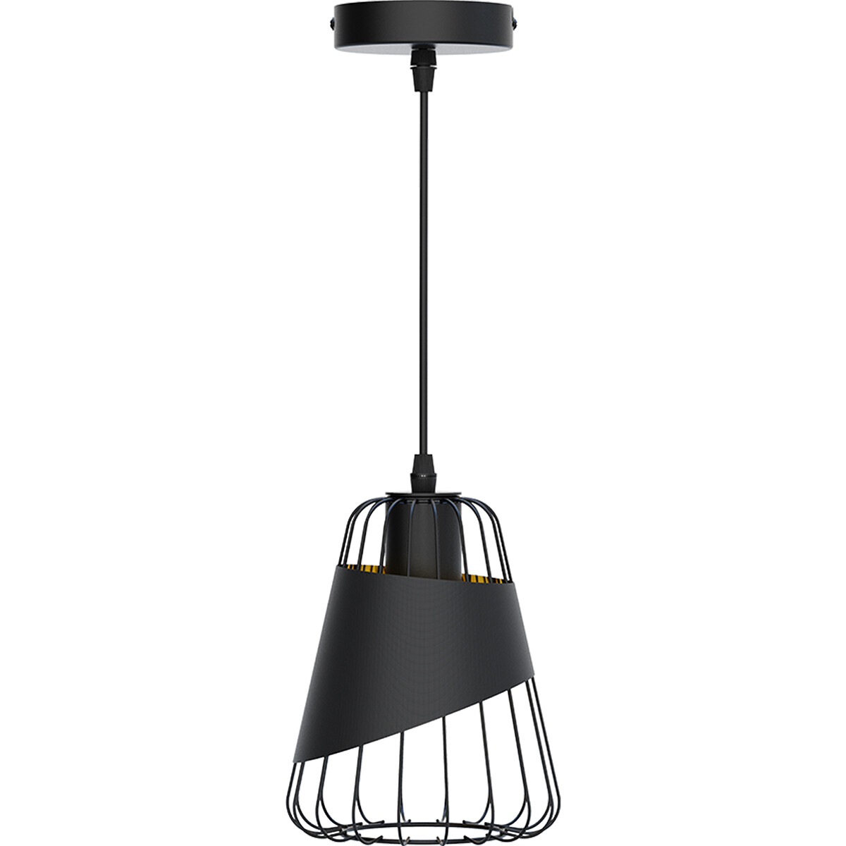 LED Hanglamp - Hangverlichting - Aigi Pendin - E27 Fitting - Ijzeren Frame - Retro - Klassiek - Zwart - Aluminium 1 LED Hanglamp - Hangverlichting - Aigi Pendin - E27 Fitting - Ijzeren Frame - Retro - Klassiek - Zwart - Aluminium