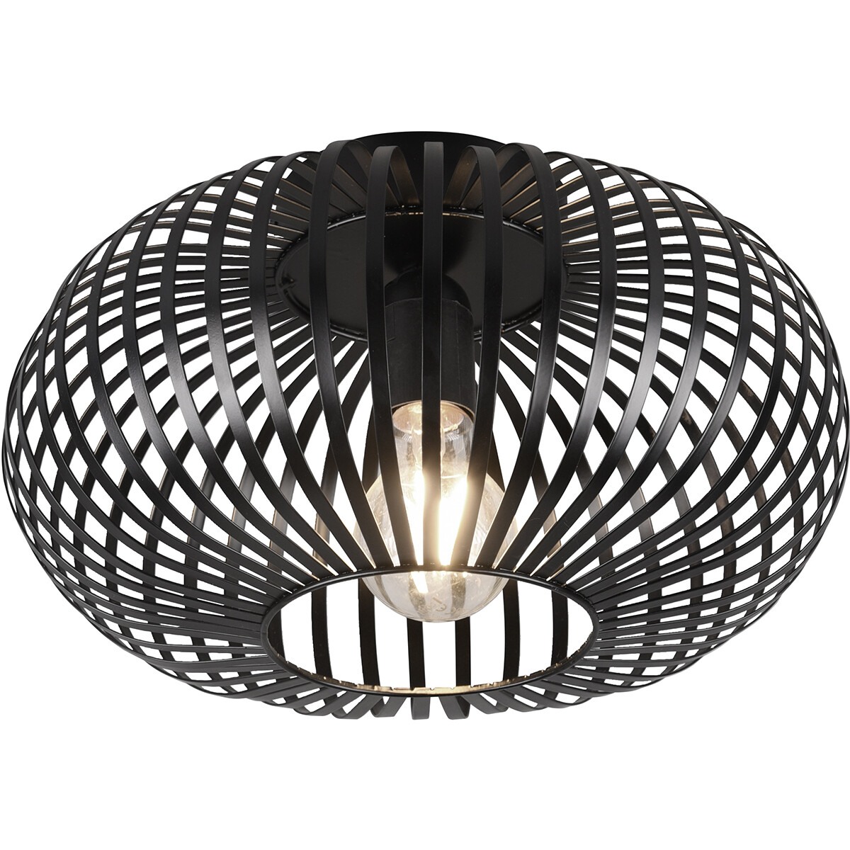 LED Plafondlamp - Plafondverlichting - Trion Johy - E27 Fitting - Rond - Industrieel - Mat Zwart - Aluminium - 30cm 1 LED Plafondlamp - Plafondverlichting - Trion Johy - E27 Fitting - Rond - Industrieel - Mat Zwart - Aluminium - 30cm